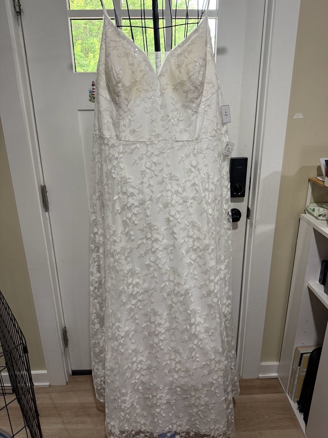 DB Studio Sequin Floral A-Line Wedding Dress