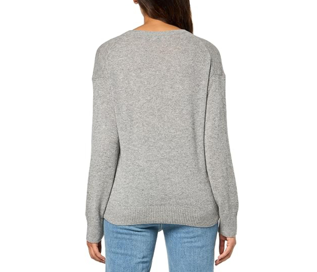 Theory Women’s Long Sleeve V-Neck Husky Cashmere Pullover Sweater Grey Sz L 5636