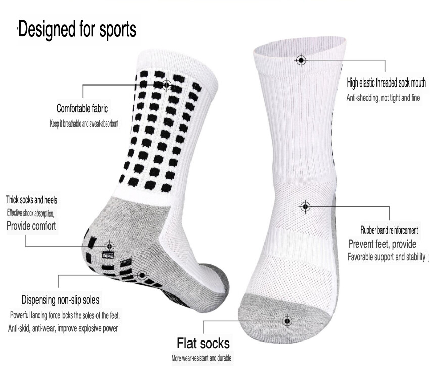 3 Pair Sport Socks Anti Slip W/ Grip Soccer Men Football Basketball Sock Premium
