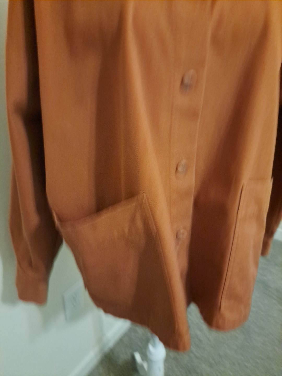 Eileen Fisher Terracotta Mandarin Collar Orga. Cotton M EUC Returns Accepted