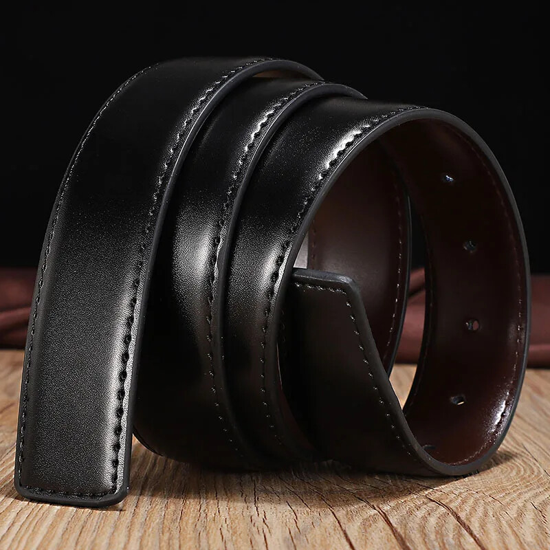 2.8/3.0/3.3/3.5/3.8cm Double-sided Genuine Leather Belt No Buckle Cowskin Belt