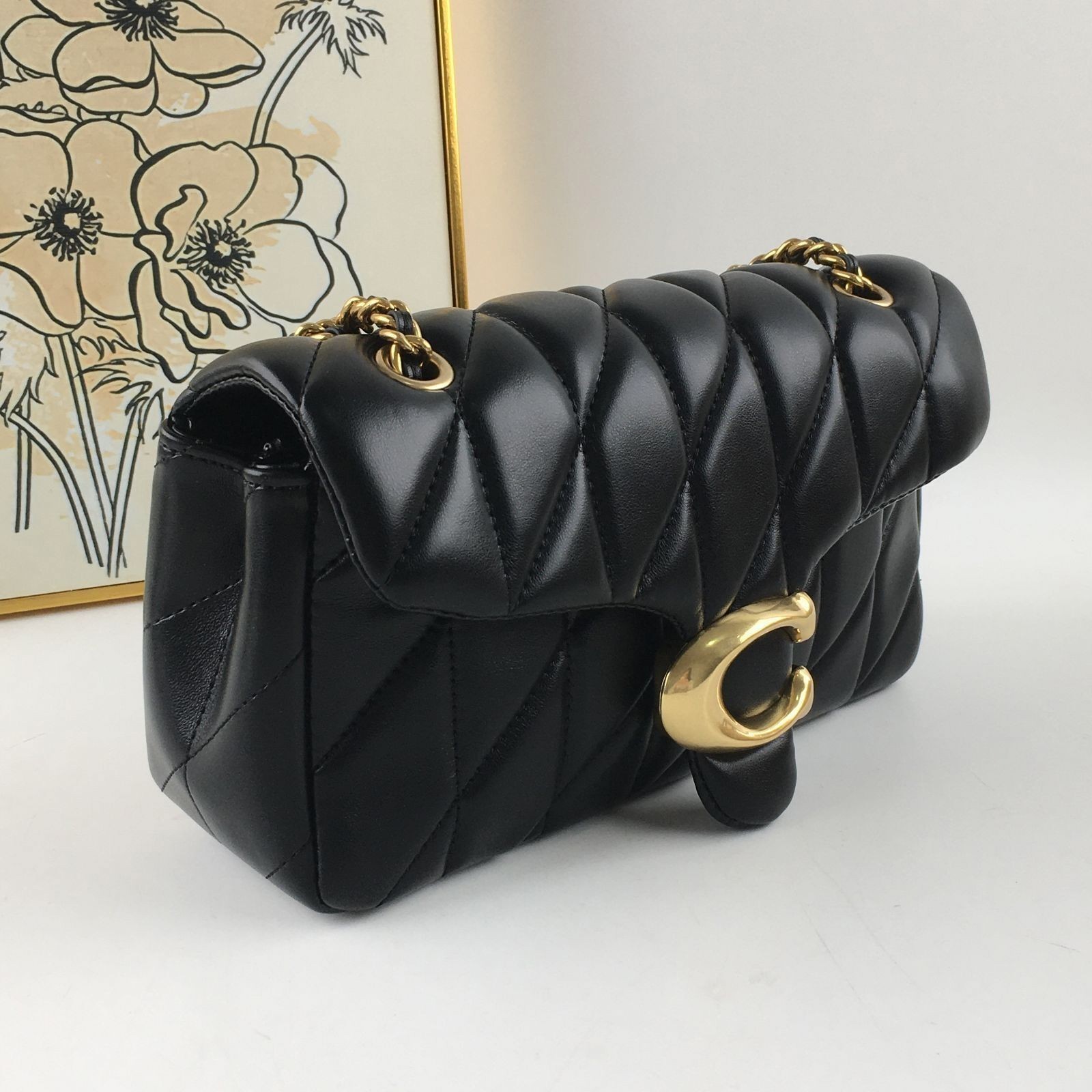 COACH Tabby Shoulder Bag 26 Quilted CP150 Brass / Black Nappa Leather Outlet New