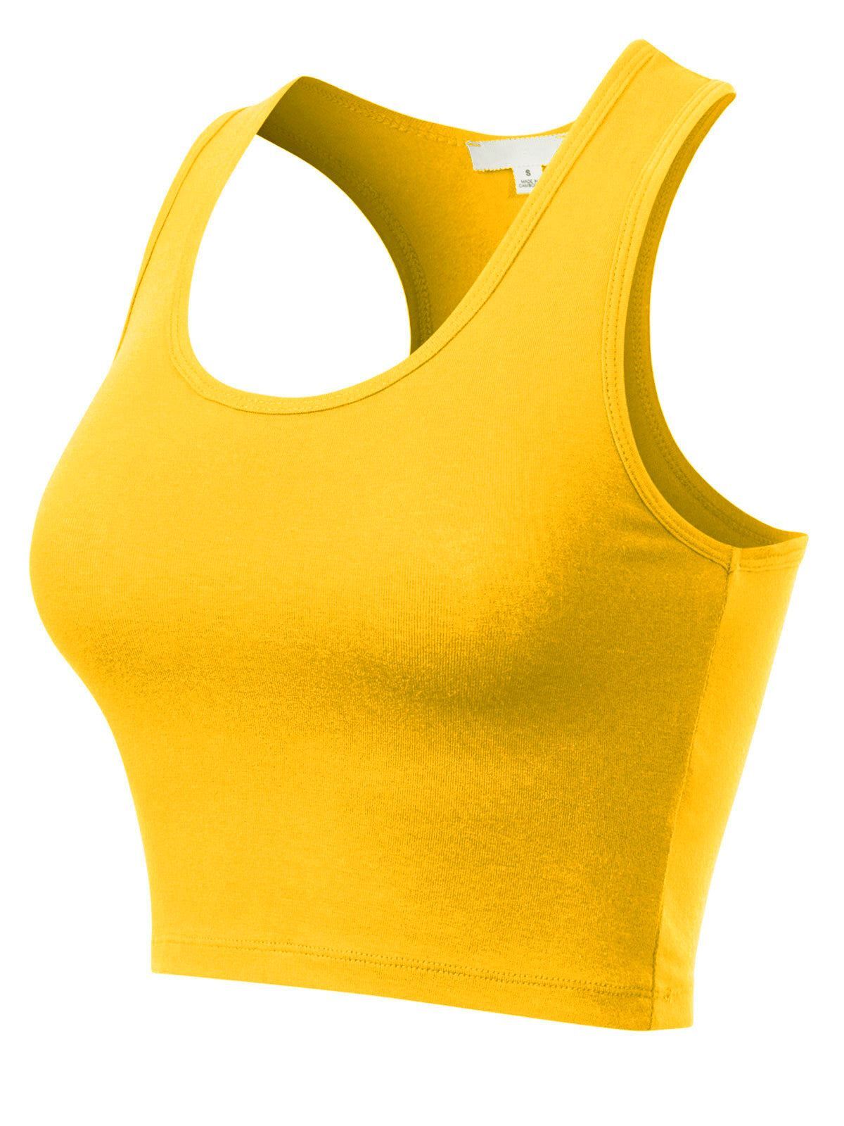 MixMatchy Cotton Basic Sleeveless Racerback Sports Crop Tank Top