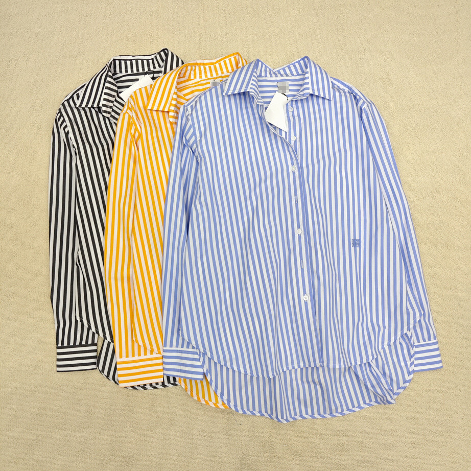 Toteme Signature cotton shirt Striped Embroidered Blouse Top