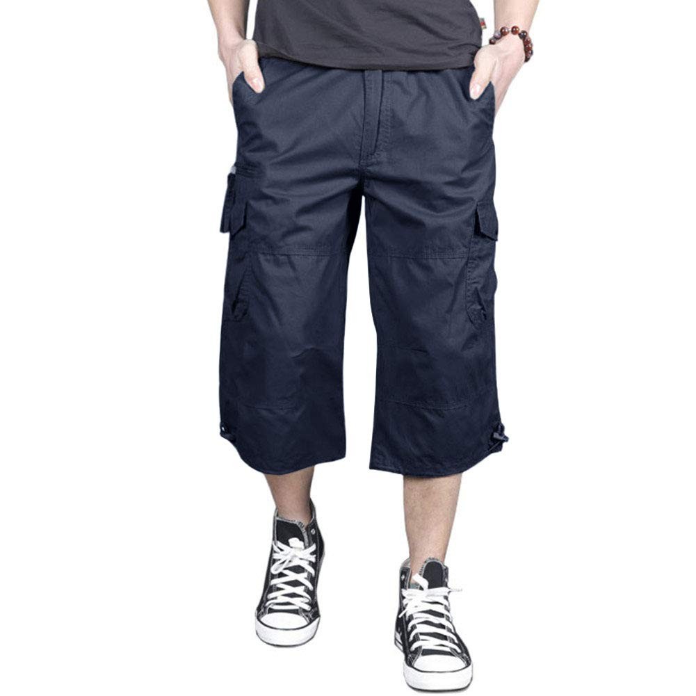 Men’s Capri Shorts Long Cargo Shorts Below Knee Shorts 3/4 Cotton Casual Shorts
