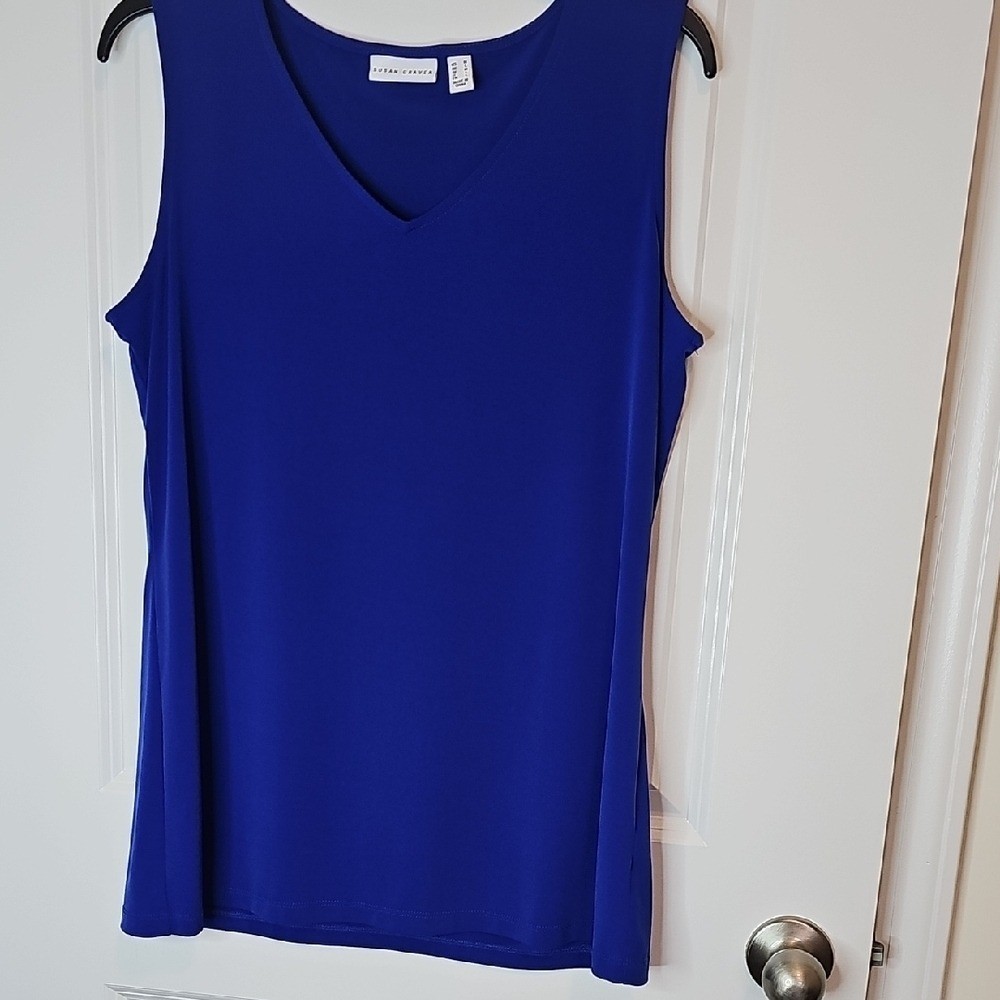 Susan Graver Royal Blue V-Neck Tank Top