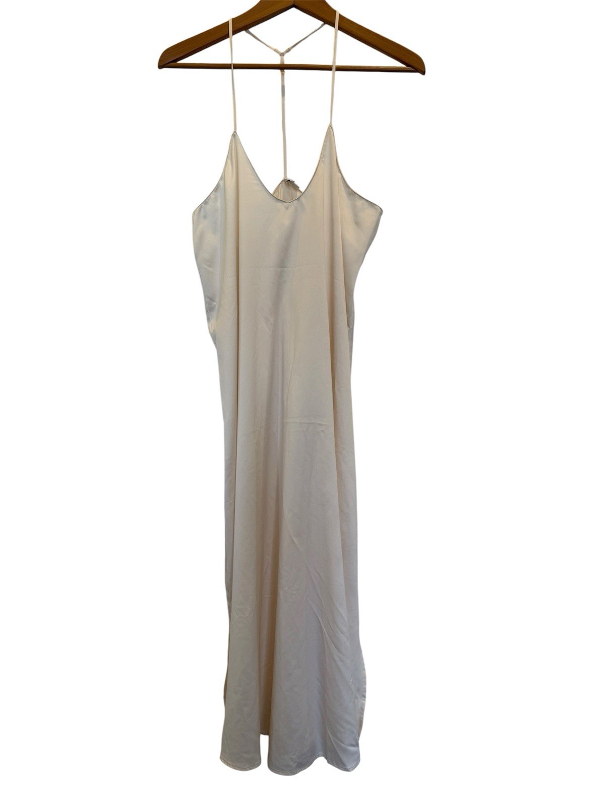 Nordstrom Ivory Sexy Romantic Evening Slip Nightgown Sleep Maxi Dress M