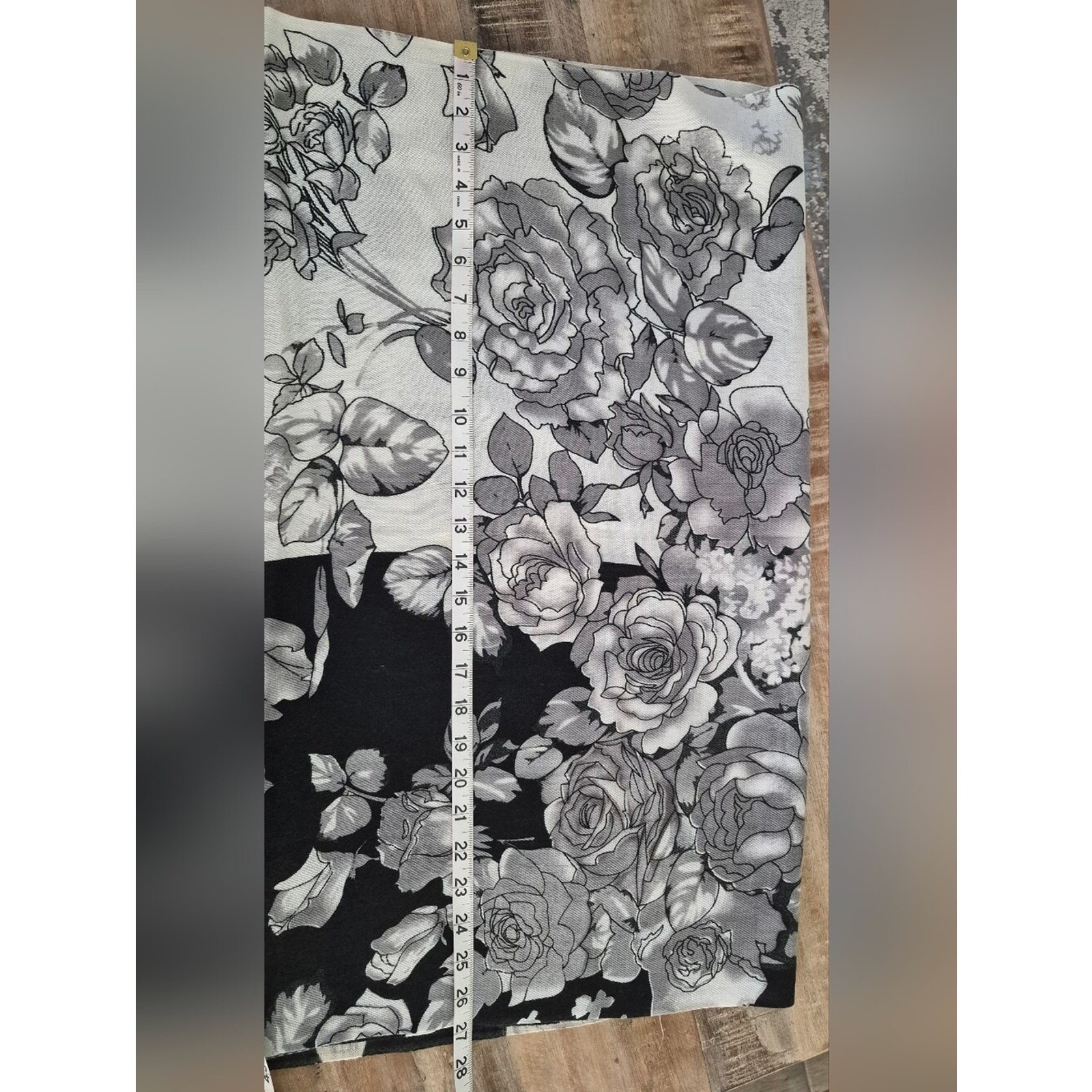 Black & White Floral Fringe Shawl Wrap | Elegant Lightweight Layering Scarf