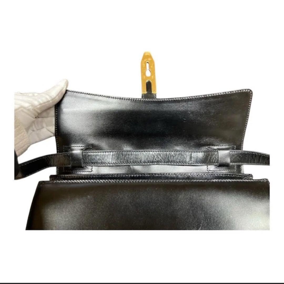 CELINE Shoulder Bag Leather Black Vintage Authentic From Japan