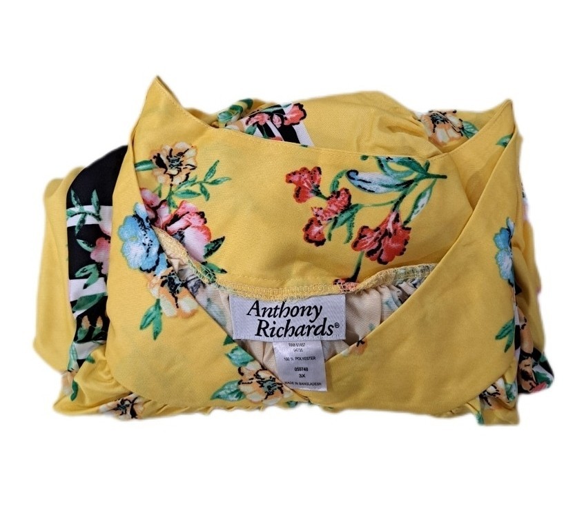 Anthony Richards VTG Yellow Floral Mumu House Patio Dress Lounger Women’s Plus