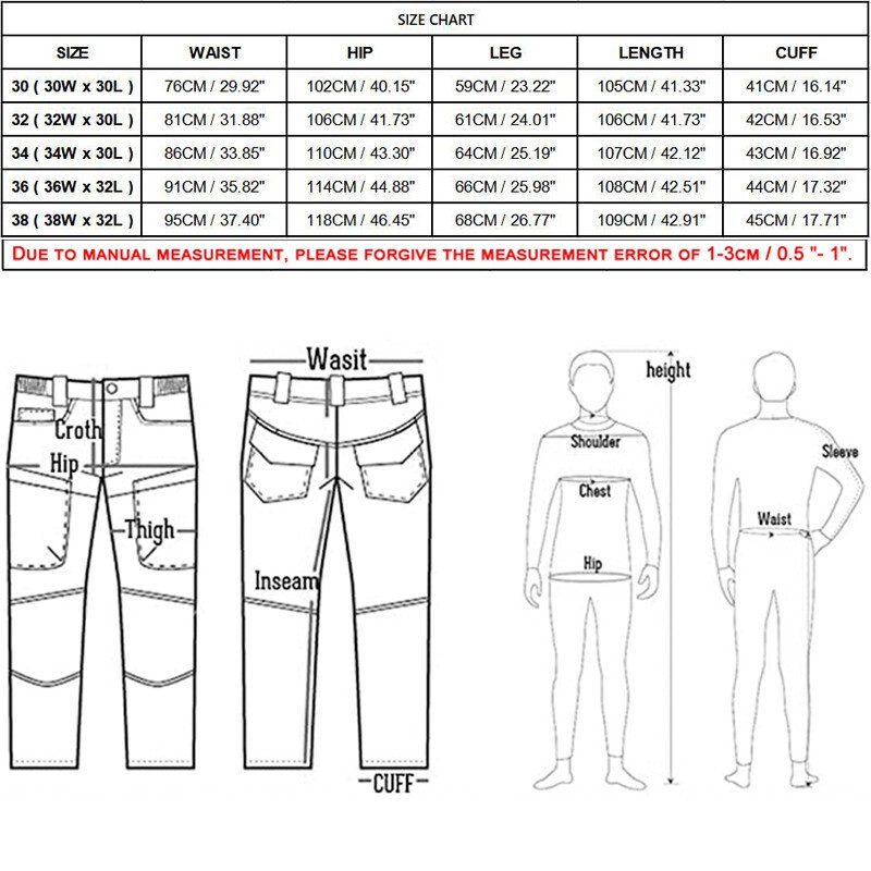 Men’s Army Tactical Combat Cotton Cargo Work Pants Outdoor Hiking Trousers
