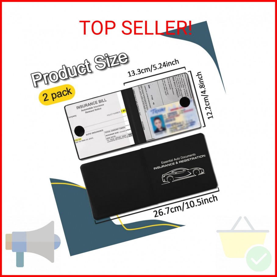 WINUERK 2PCS Car Registration and Insurance Card Holder, 10.6”×4.8” Essential