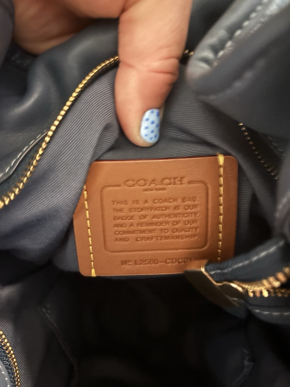 COACH Blue Quilted Bucket Drawstring Shoulder Bag Gold Hardware Chain Strap