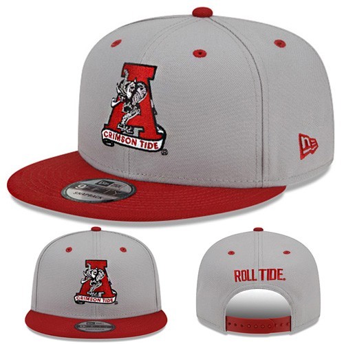 New Era Alabama Crimson Tide Snapback Hat NCAA Gray Burgundy 2 Tone Color Cap