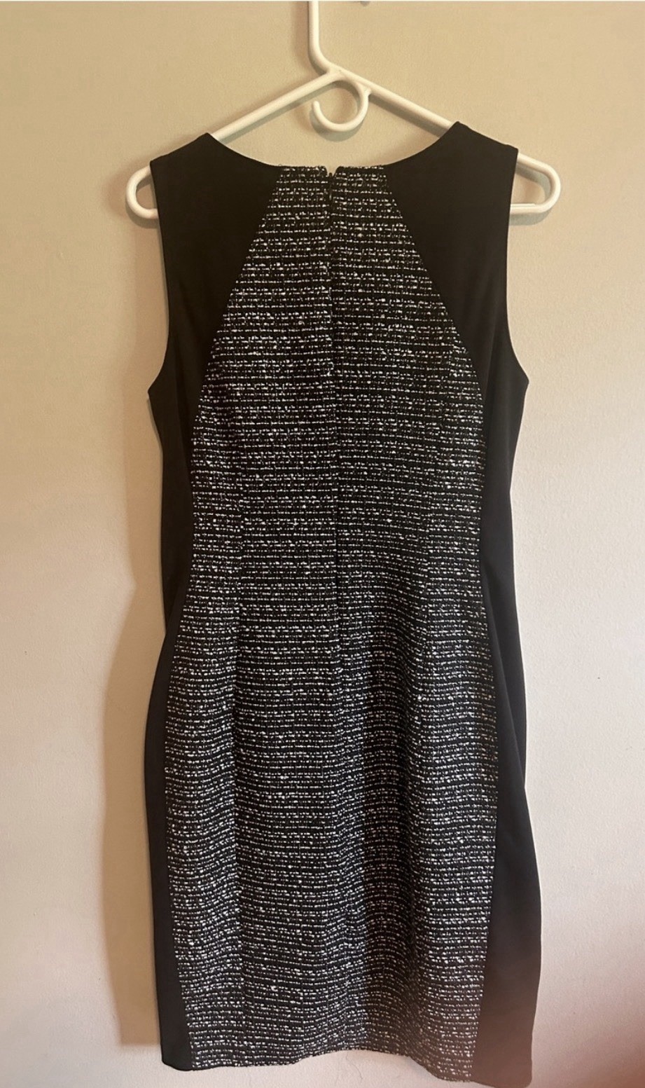 White House Black Market Black/White Tweed Sheath Dress Sleeveless Knee 8
