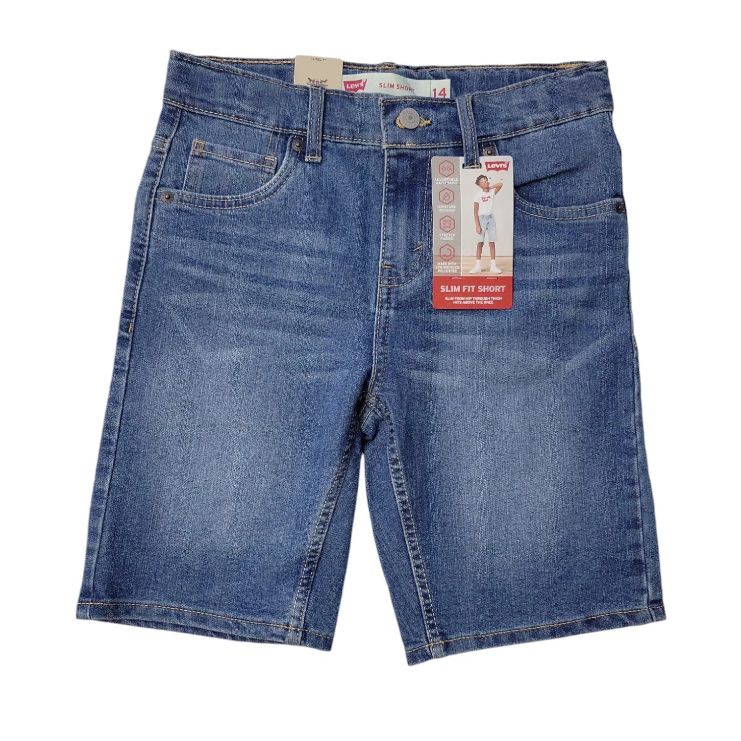 Levi’s Boys Zip Fly Button Belt Loops Adjustable Waistband Short SZ 14 Reg 27