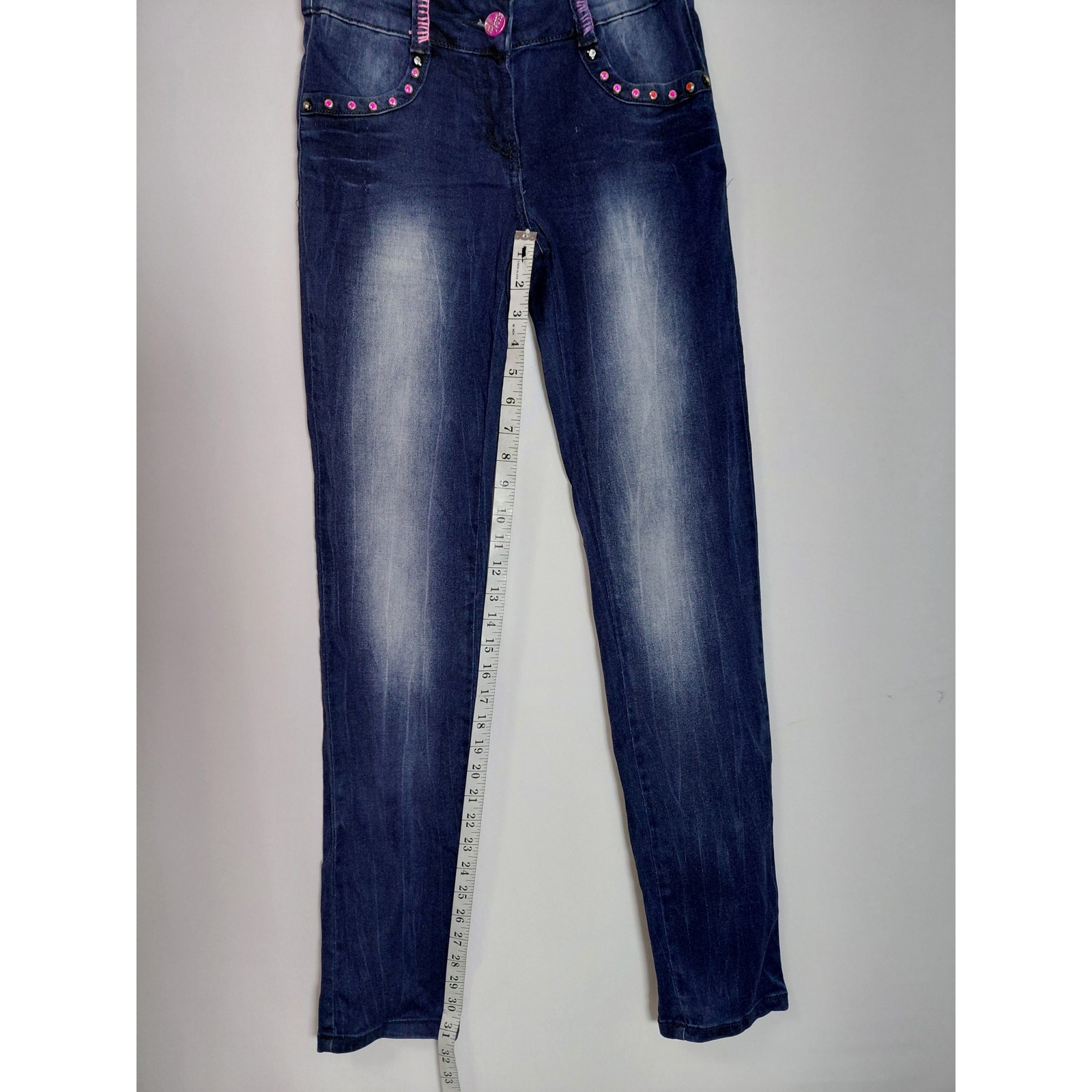 Animal Connection Denim Embellished Jeans Blue Mid (10-12 in) Slim Women Size 28