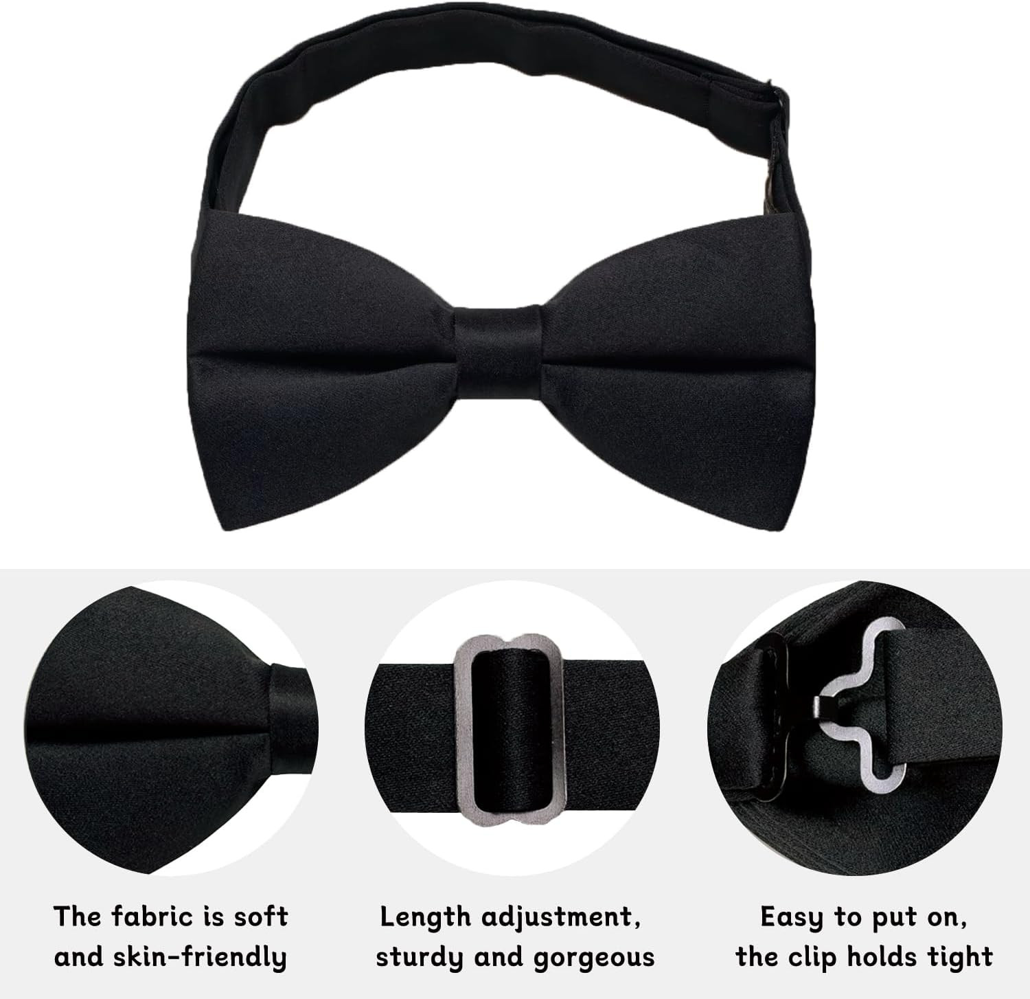 Bow Ties for Men Solid Color Bow Tie Pre-Tied Adjustable – Men’S Bow Tie for Par