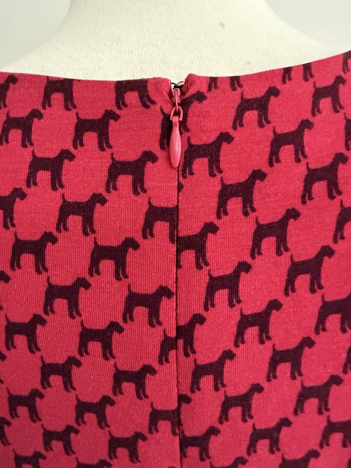 Hobbs Indi Jersey Dress in Berry Red/Black Dog Print UK14 RRP£89 NEW