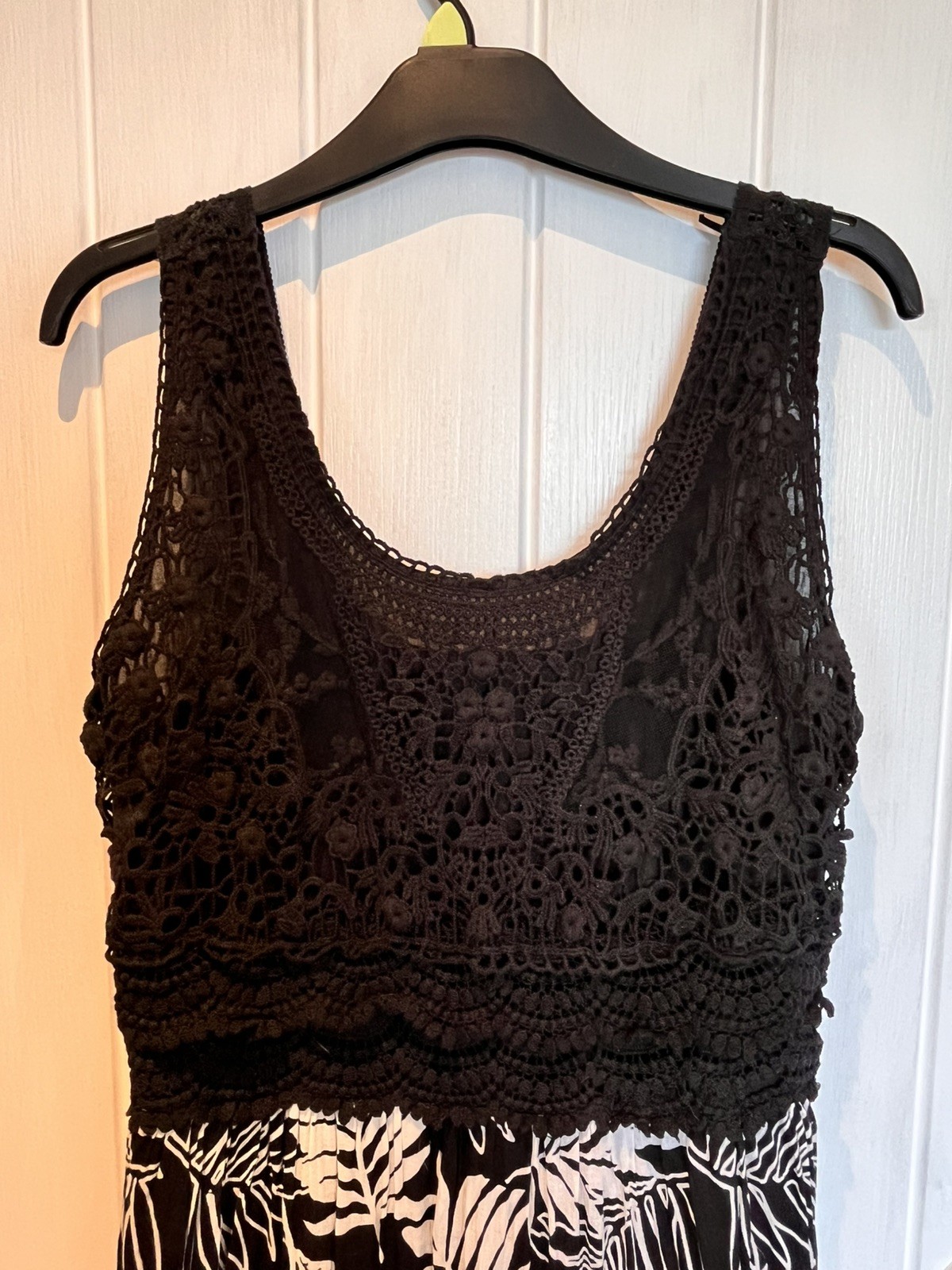 Roman Black & White Sleeveless Flowing Maxi Dress UK12 L55″