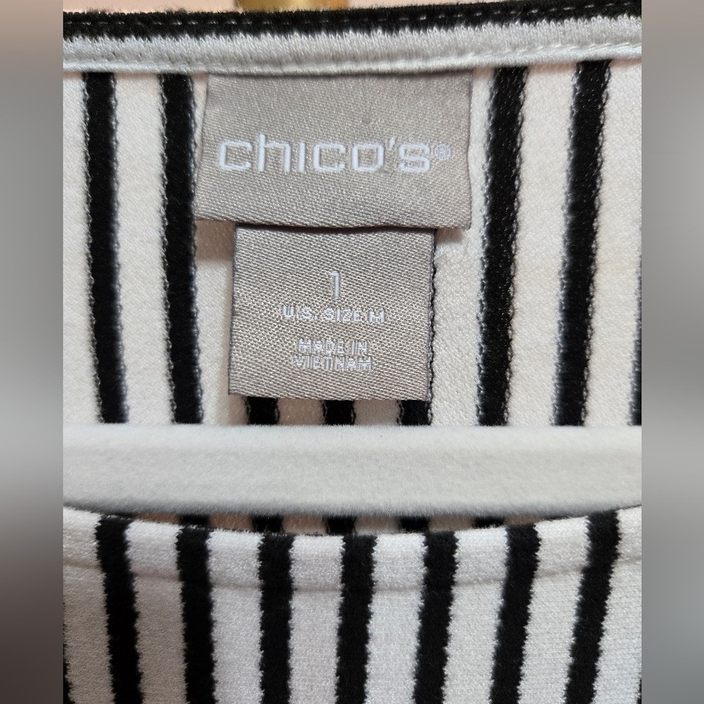 Chico’s Black and White Striped Tunic