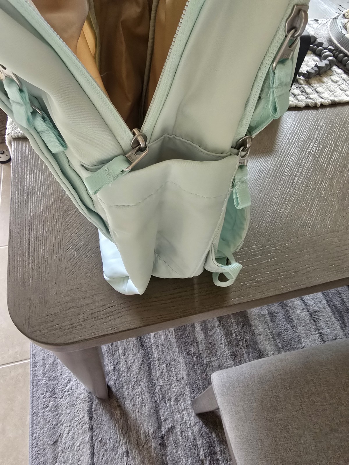 All in Motion Light green Backpack, Multiple Zip Compartments, Padded, Women’s M