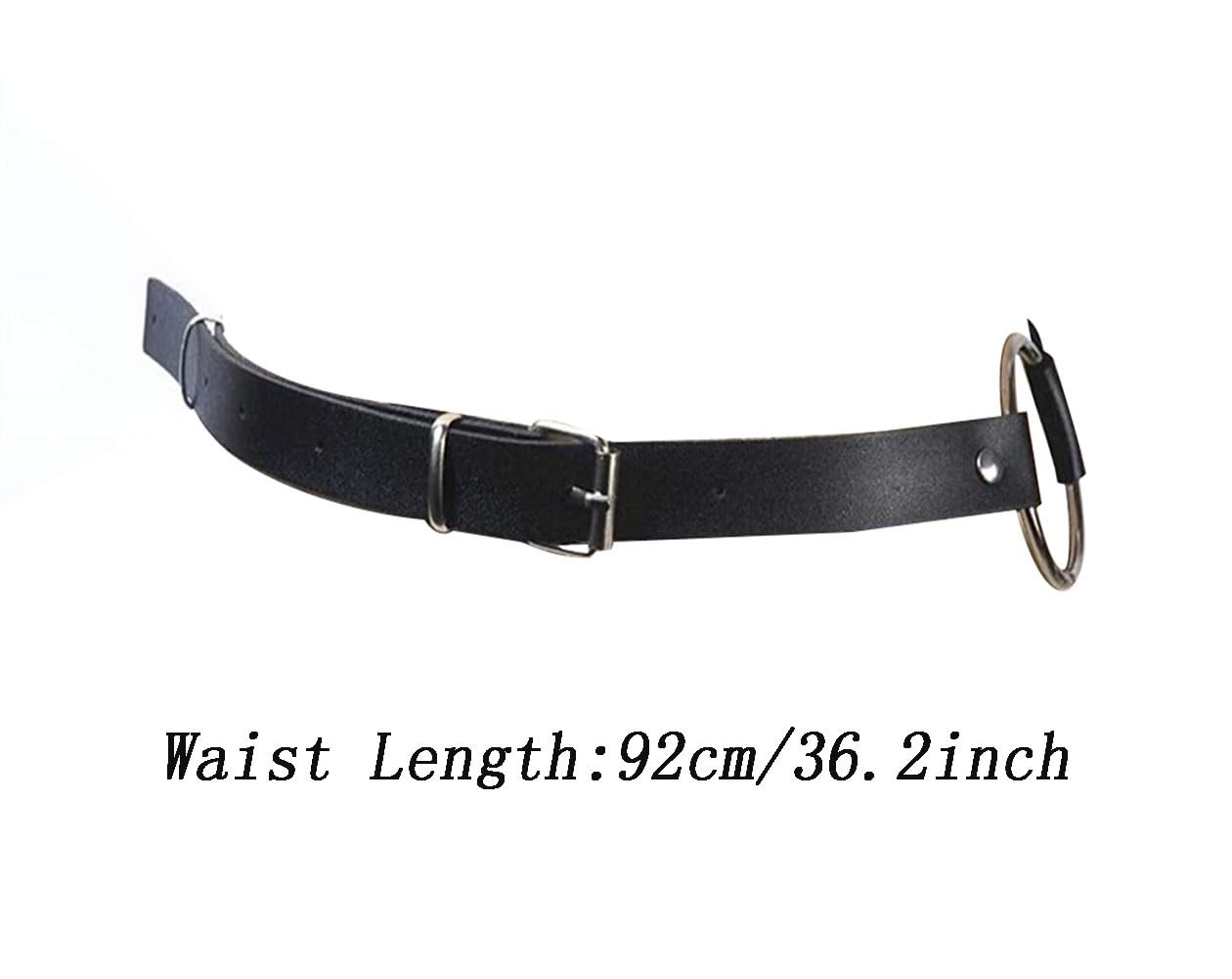 Women’s Punk Rocker Grommet Leather Waist Belts with Metal Chains Tassel Adjusta