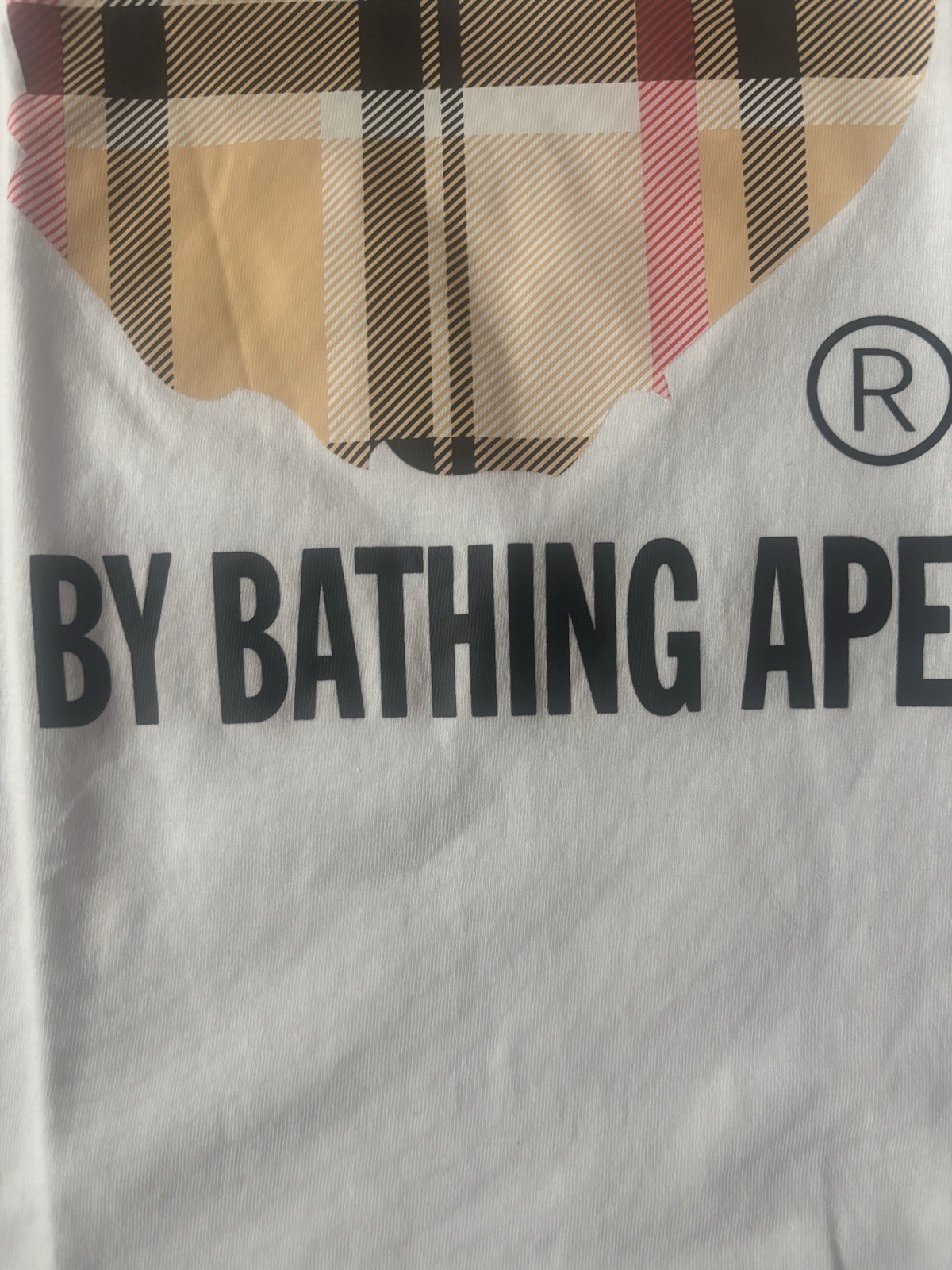 A Bathing Ape BAPE X Burberry Men’s White Ape Head Graphic Tee S Regular Fit