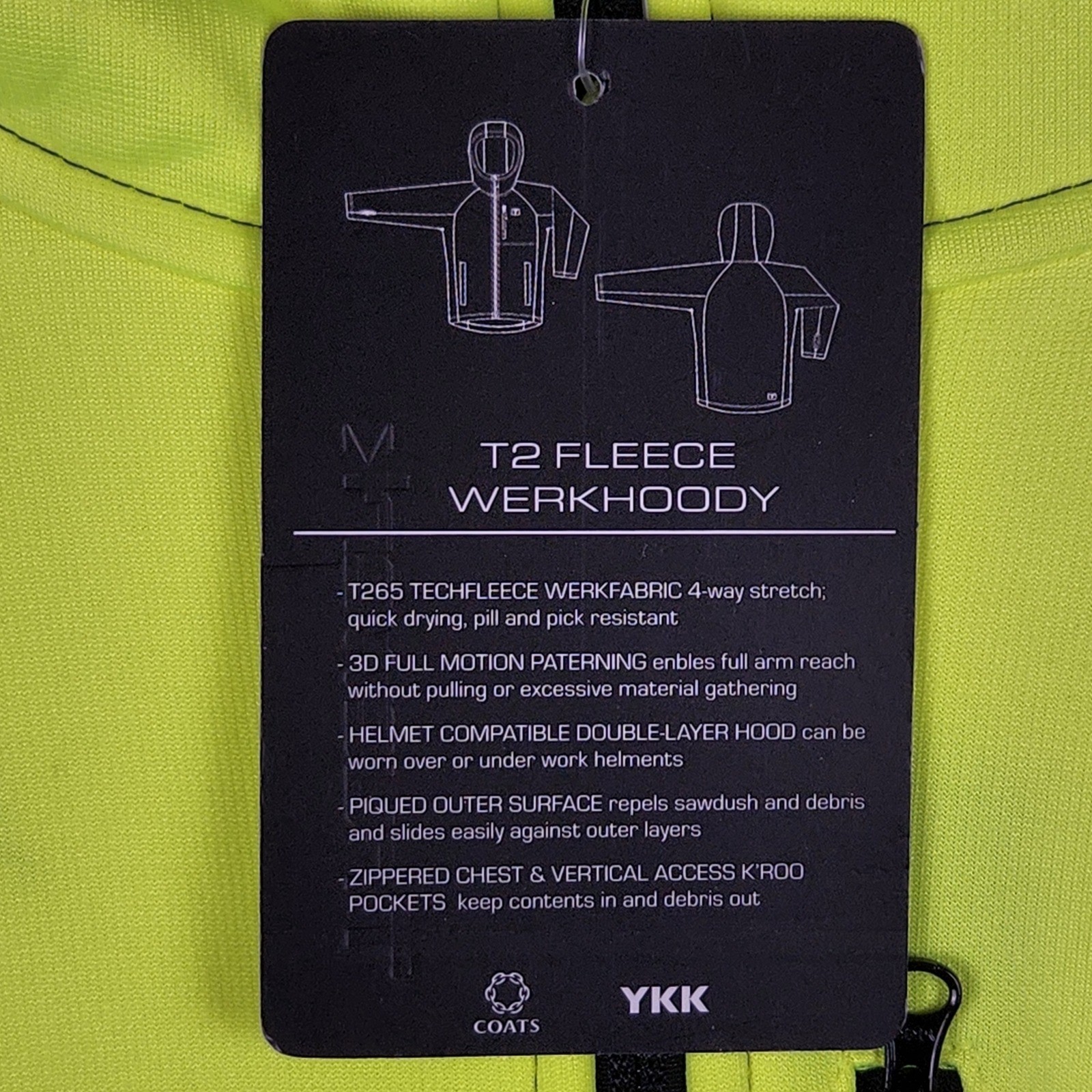 Truewerk T2 Fleece Werkhoody Mens 3XL Hi-Vis Yellow Gray Reflective Full Zip NEW