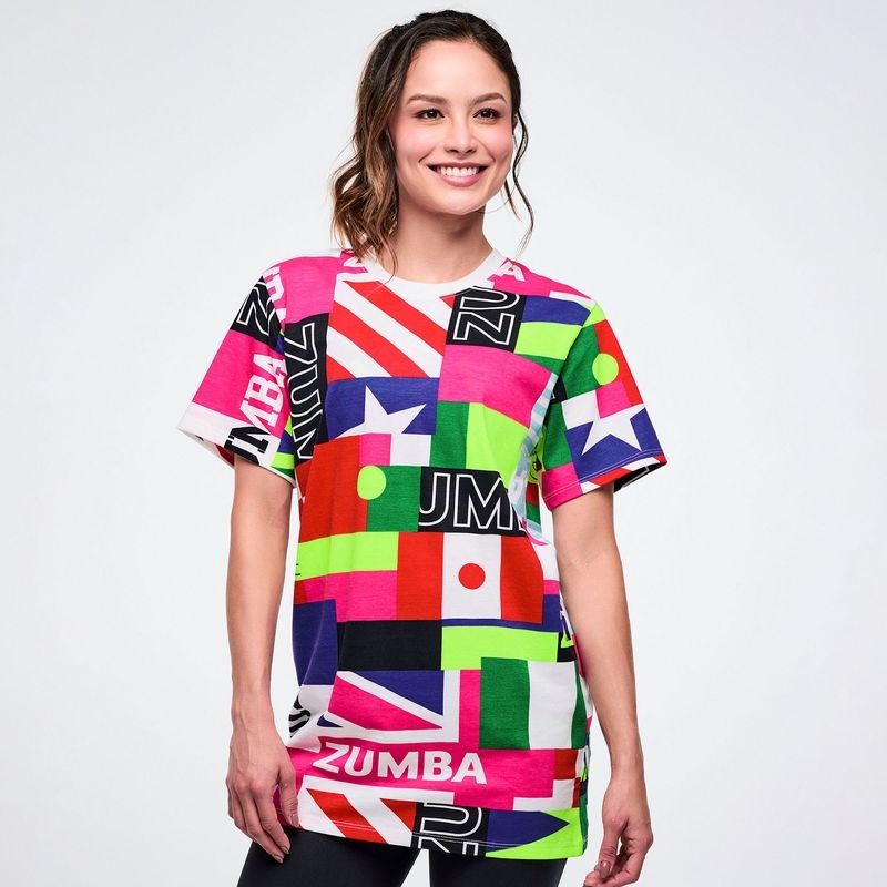 Zumba Worldwide Unisex Crew Neck Tee – White/Pink ~ XS/S M/L XL/XXL ~ New!