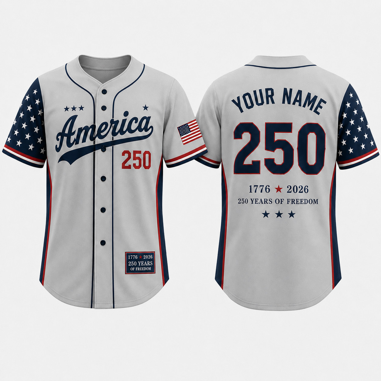 America 250 Baseball Jersey 250 Years Of Freedom 1776-2026 Patriotic USA Jersey