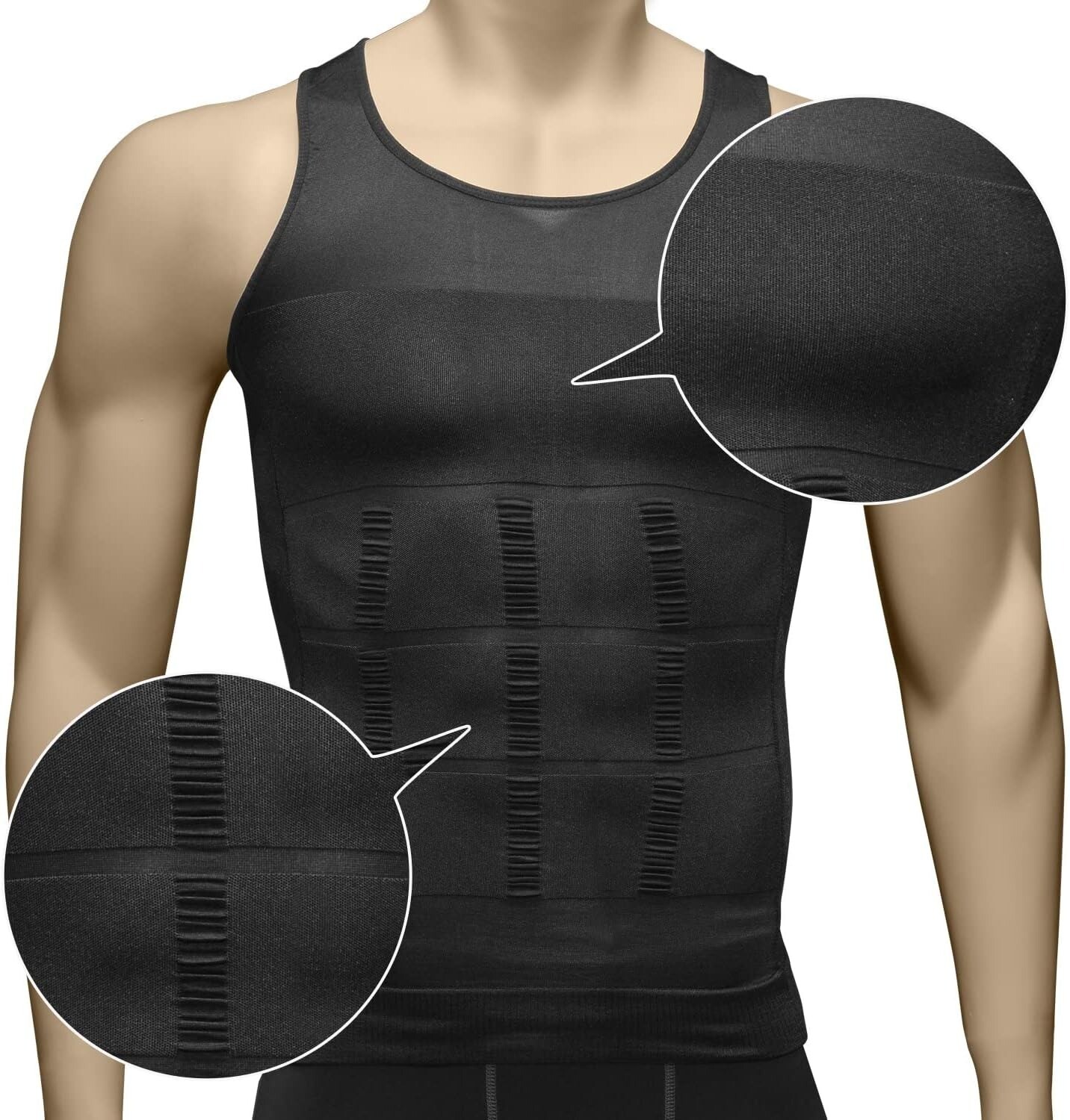 Men 3 Pack Body Shaper Slimming Belly Vest Compression Shirt Tank Tops Shapewear
