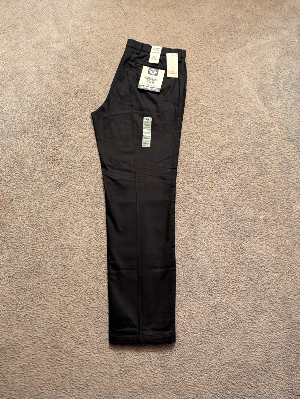 Dockers Men 38X34 Signature Straight Fit Lux Cotton Stretch Comfort Black Khakis