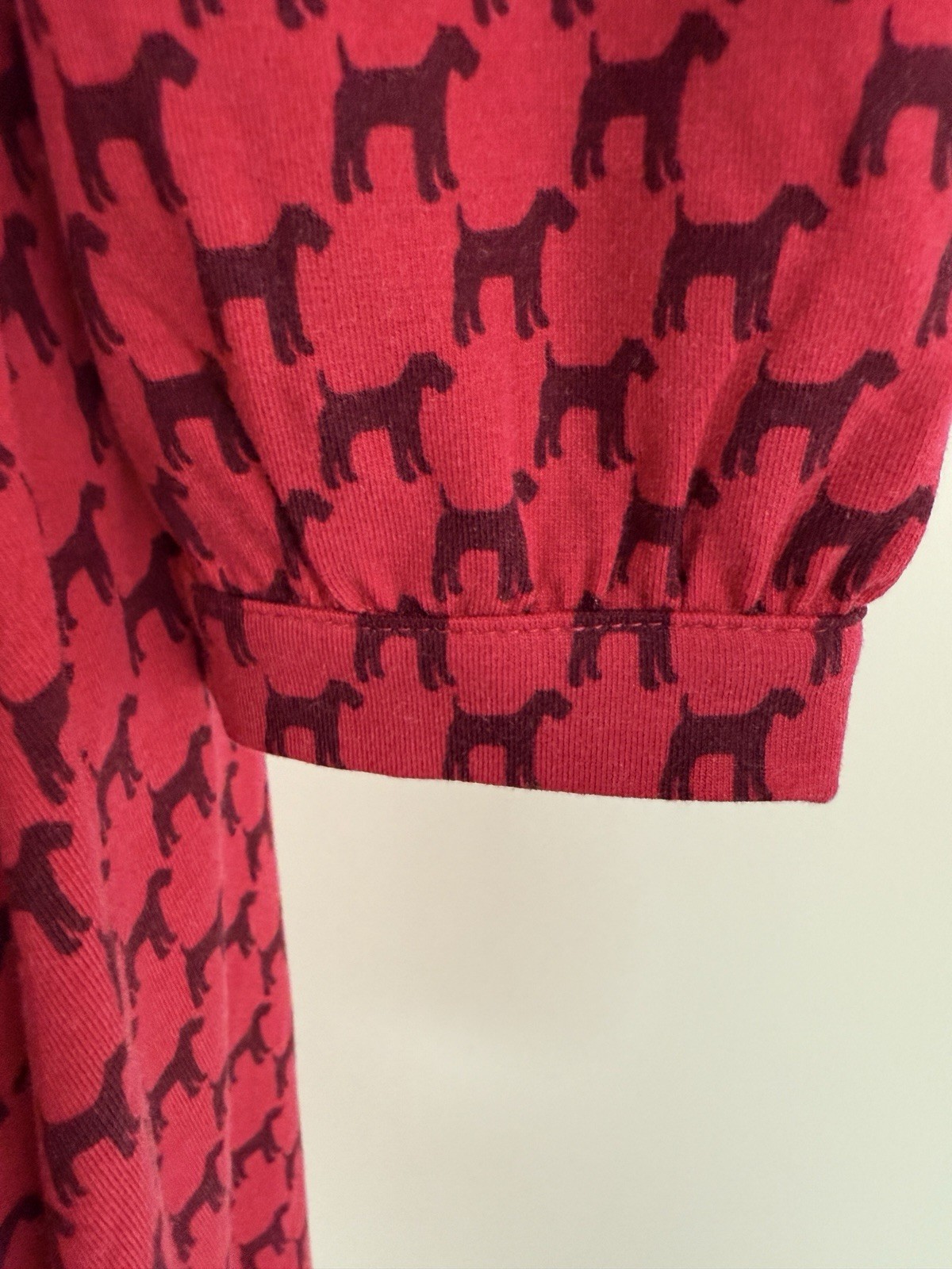Hobbs Indi Jersey Dress in Berry Red/Black Dog Print UK14 RRP£89 NEW