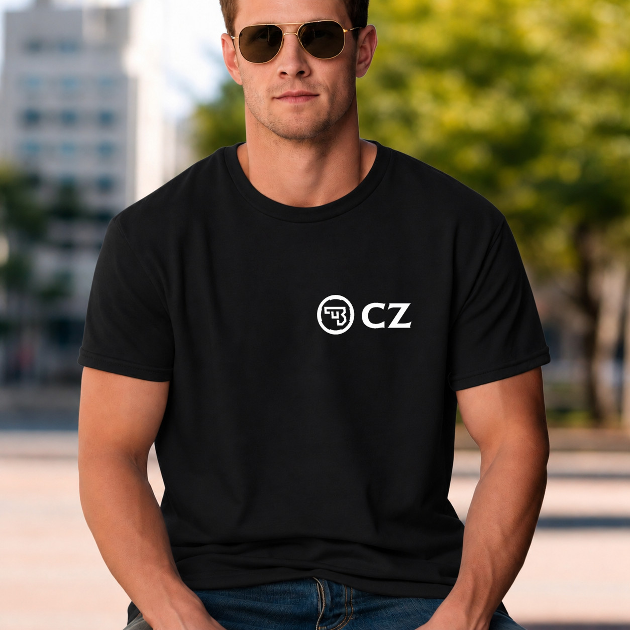 CZ Gun Everyday Black Graphic Tee with Relaxed Unisex Style