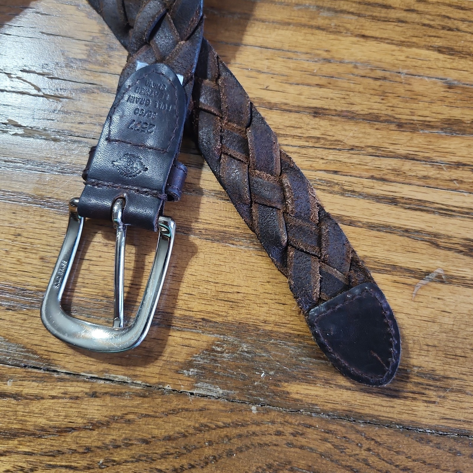 Braided Belt Size 35/90 Soft Oiled Look Dockers Dk Brown Full Grain Leather