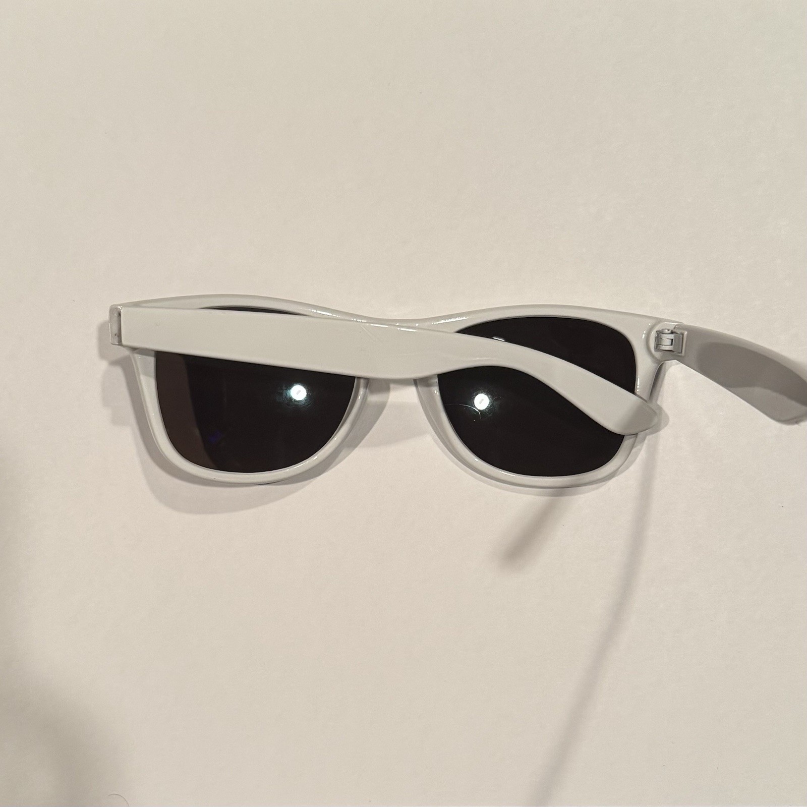 Women’s Oval Sunglasses White Plastic Frame Black Tinted Lenses Lightweight