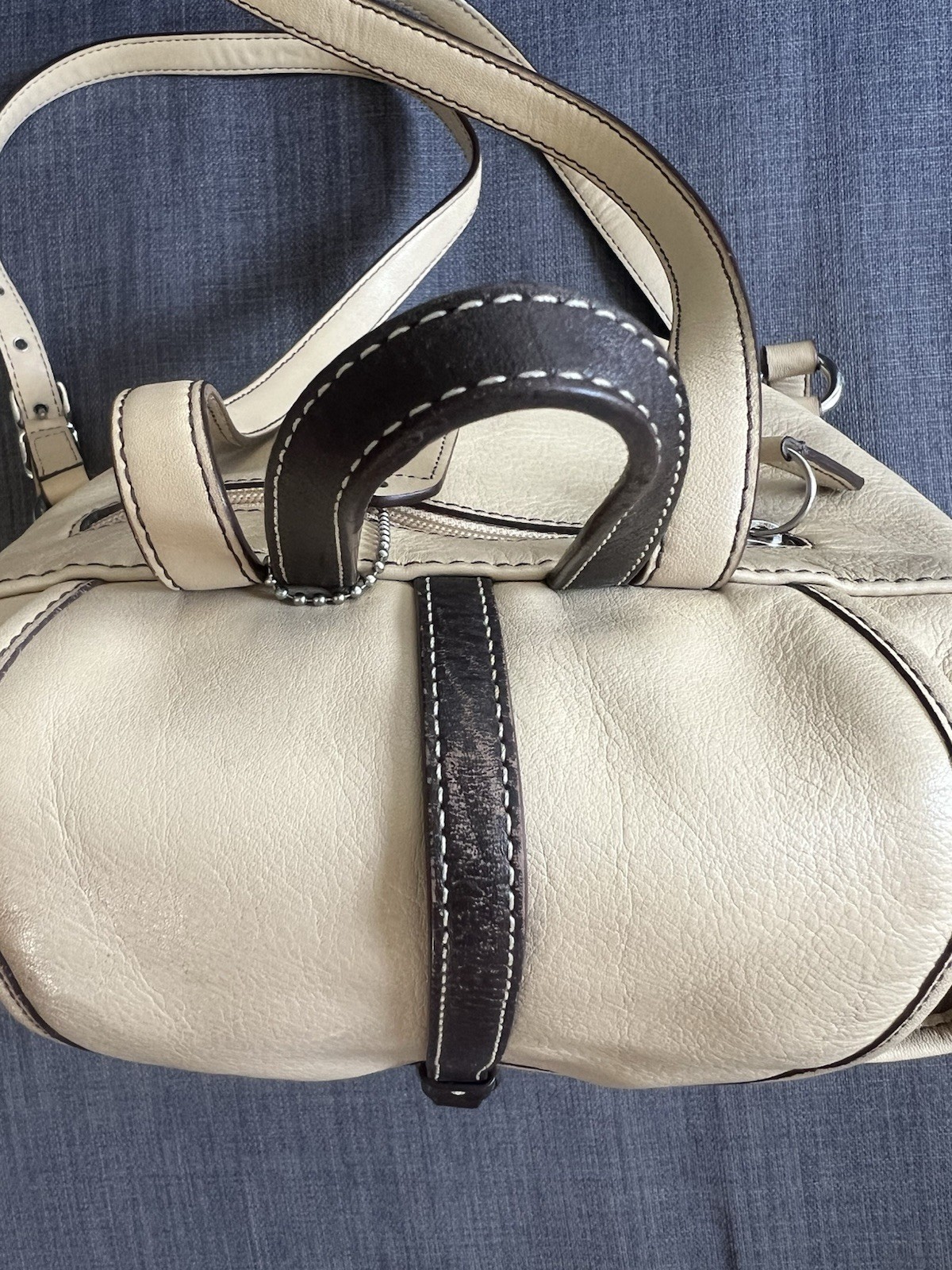 Coach Beige Drawstring Backpack w/ Adjustable Strap, Inner Pockets