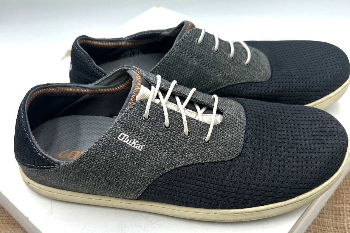 OLUKAI Nohea Moku Mens Blue Gray Casua Comfort Sneaker Boat Shoe – Sz 9.5