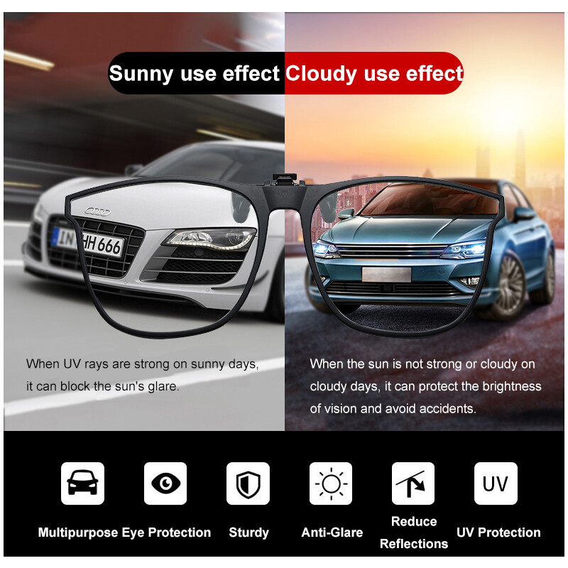 Polarized Clip-on Sunglasses Anti-glare Lightweight Flip Up Driving Sun Glasses