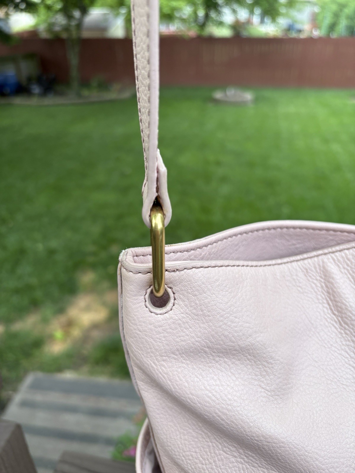 Fossil Lane NS Crossbody Shoulder Bag Pale Pink Leather Key Magnetic Closure