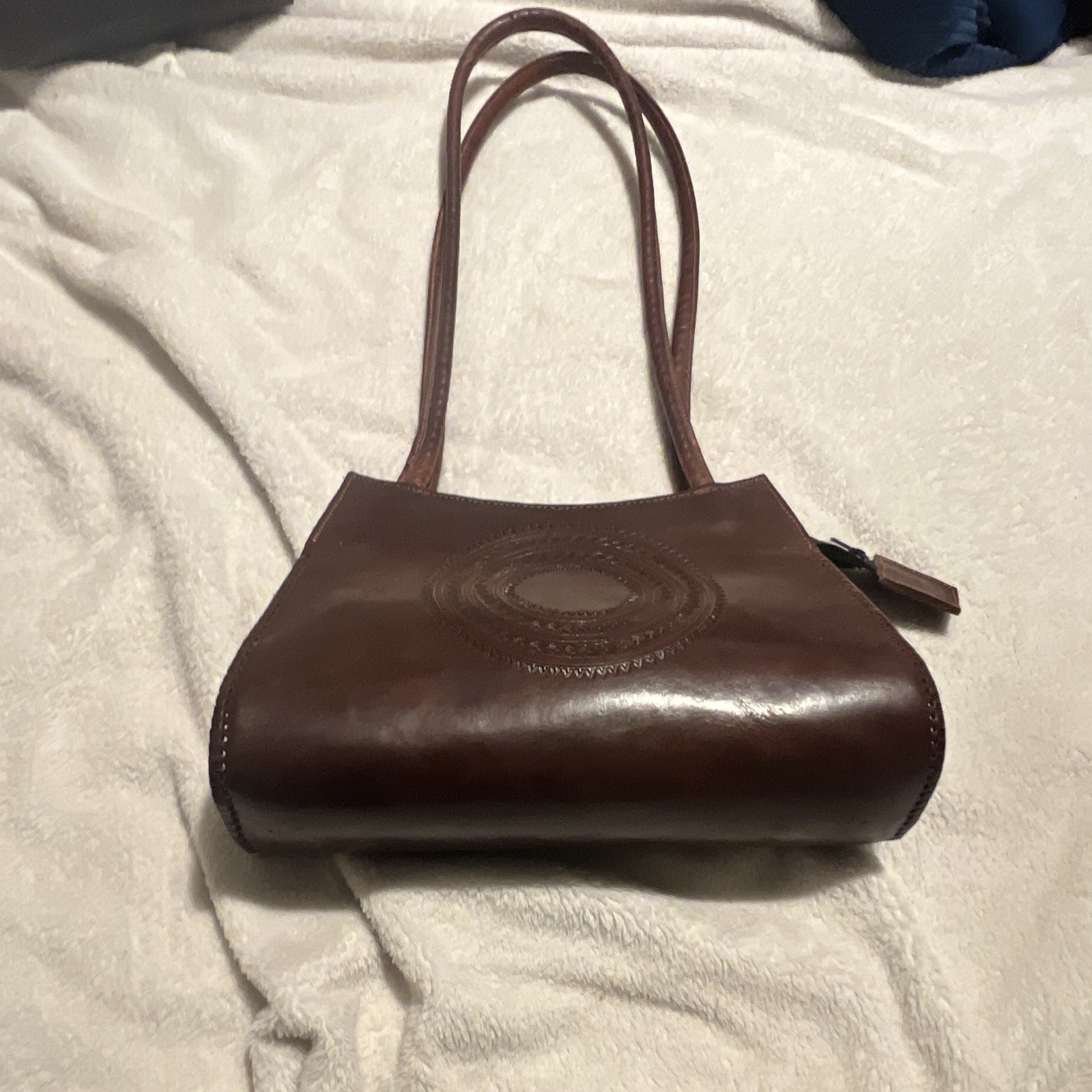 Women’s Brown hand made Embossed Shoulder Bag, Rectangle Shape