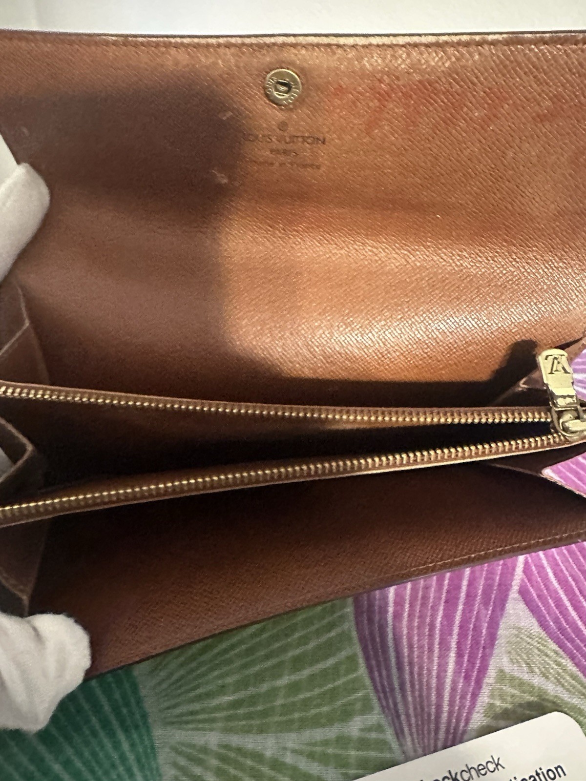 Louis Vuitton Women’s Folding Wallet, Brown Monogram Logo, Credit Card Slots