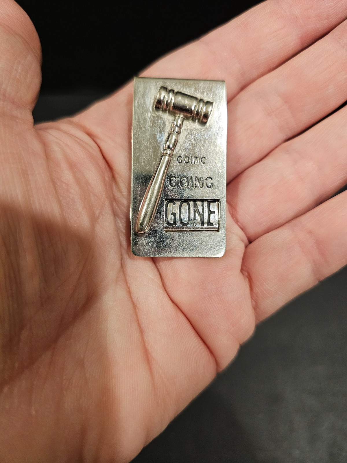 Silver Tone Metal Going Going Gone Empty Wallet Joke Novelty Money Clip