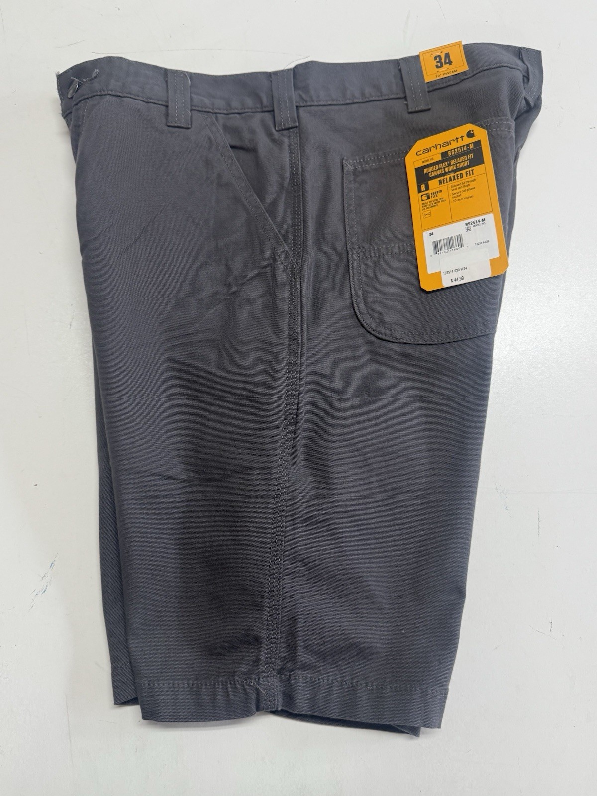 Carhartt 10” Rigby Relaxed Fit Grey Canvas Work Shorts BS2514 Men’s Size 34