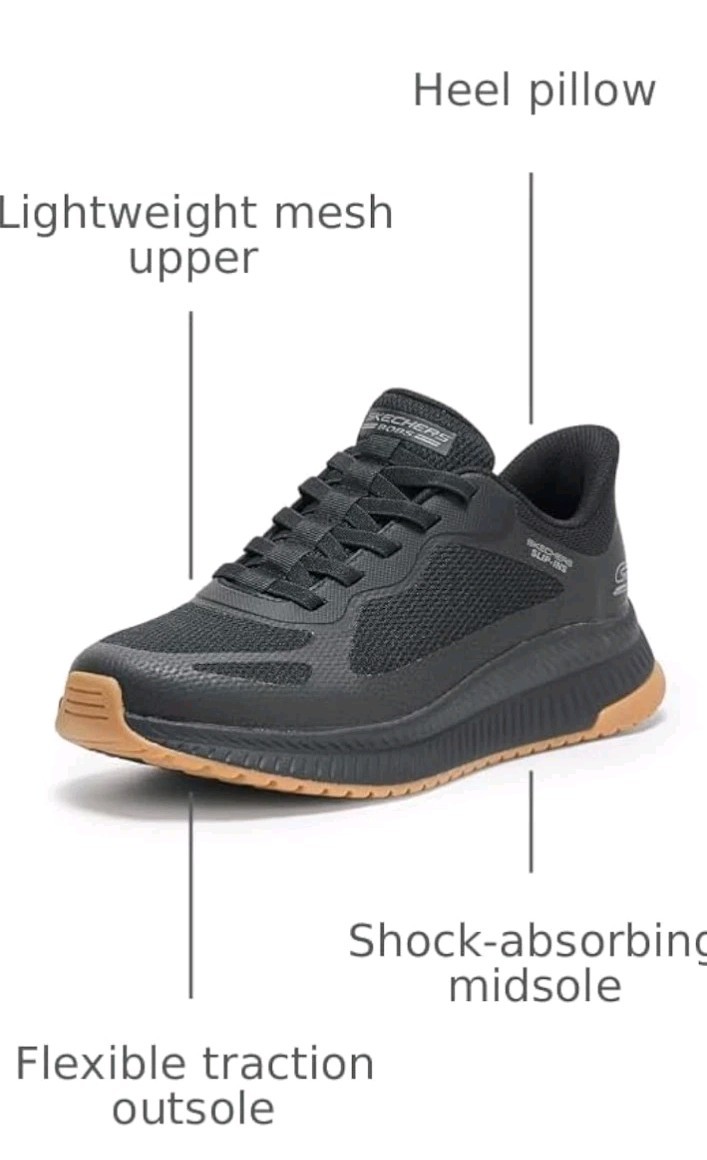 SKECHERS BOBS Squad 4 Hands Free Slip-ins Black Mesh Sneaker Cushioned