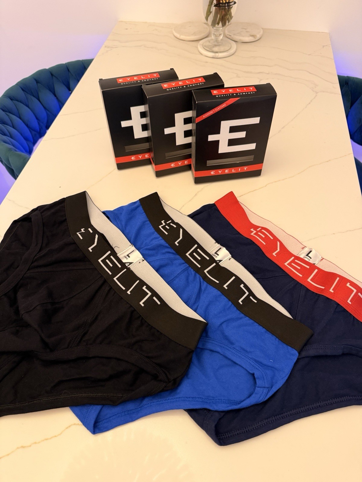 Eyelit Men’s Briefs – 3 Pack – Premium Cotton – Size L – New In Box