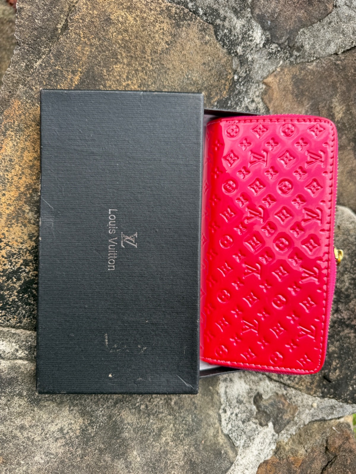 LOUIS VUITTON Zippy Around long Wallet Purse M91981 Hot Pink/Red Red LV