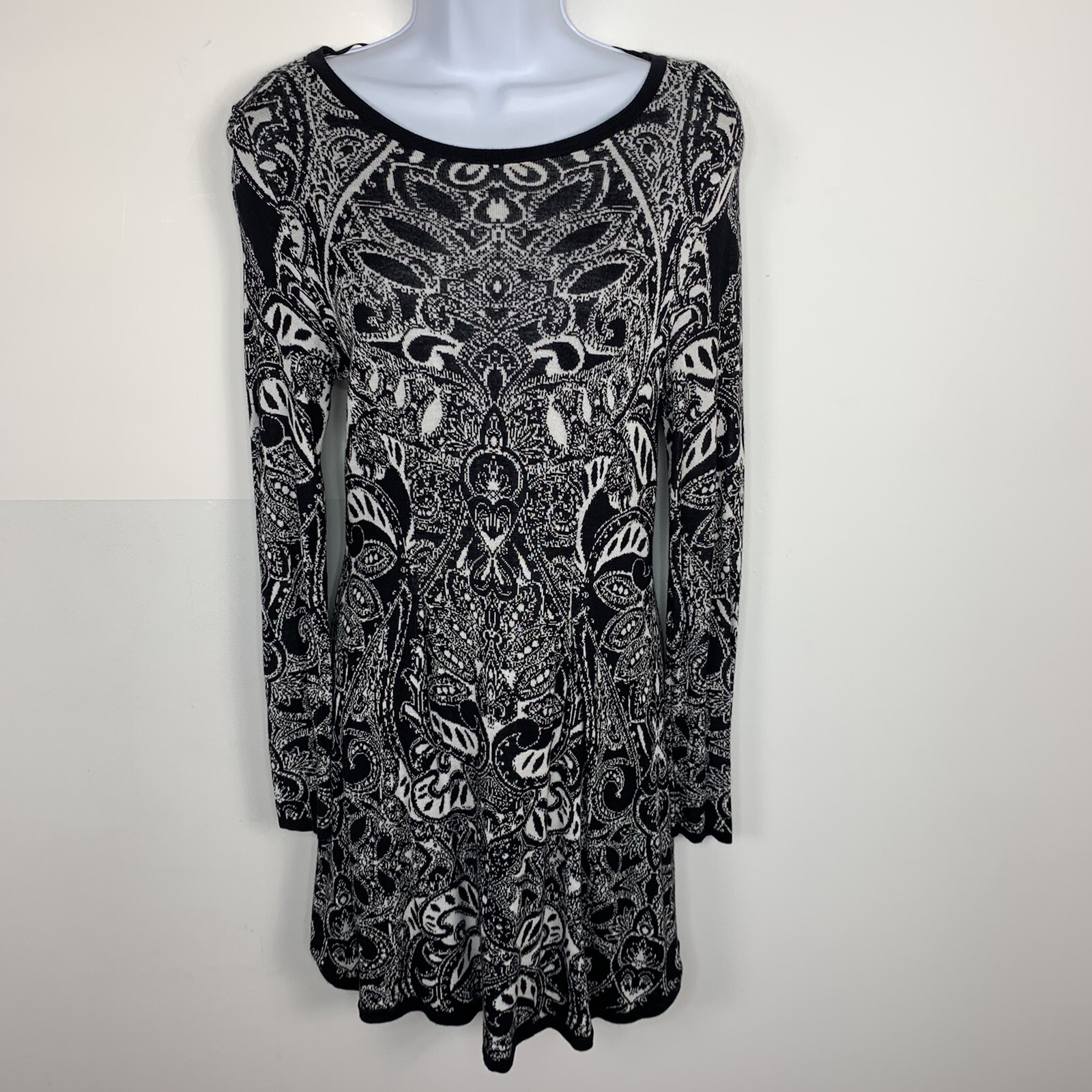 Style Co Black White Top Sz S Paisley Baroque Boho Minimalist Whimsigoth MA21