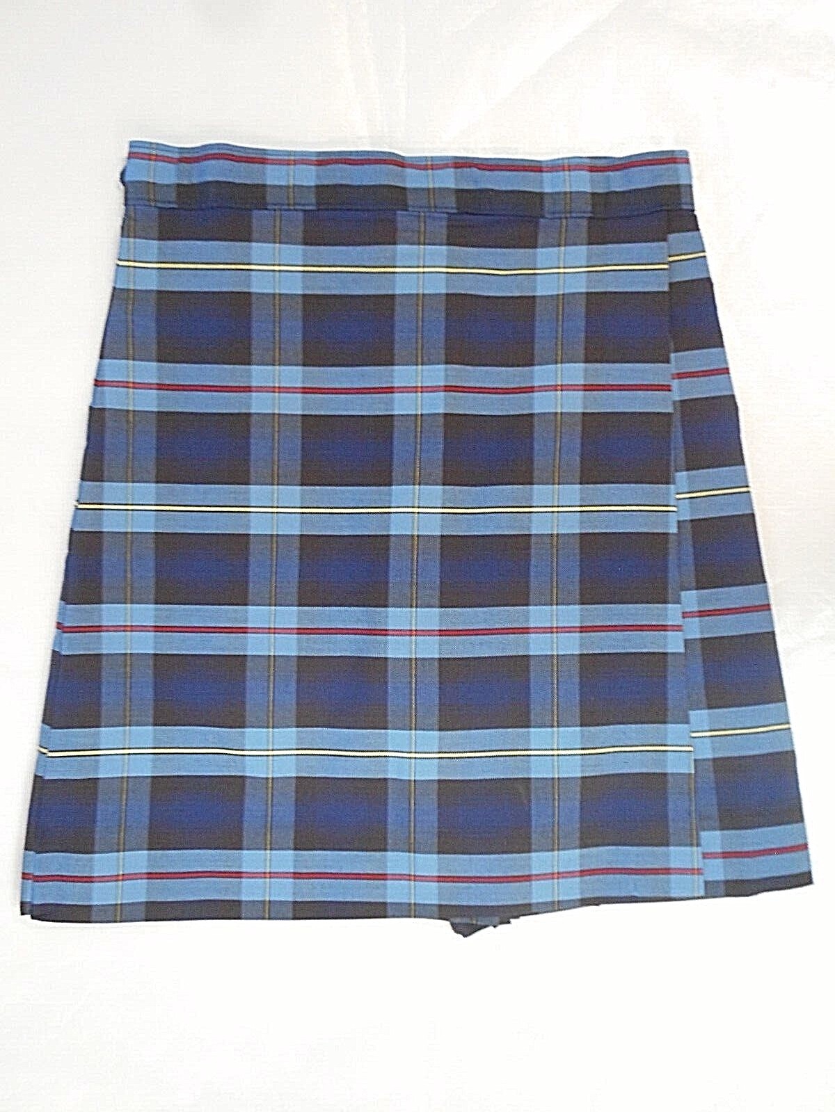 Girls A+ Blue & Red Plaid Long Kilt Uniform Skort Jr. & 1/2 Sizes 6 1/2 – 7 Jr.